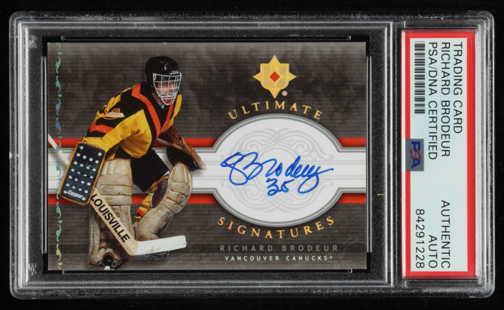 Richard Brodeur Signed 2006-07 Ultimate Collection Signatures #USBR (PSA Encapsulated) at PristineAuction.com Richard Brodeur Signed 2006-07 Ultimate Collection Signatures #USBR (PSA Encapsulated) at PristineAuction.com