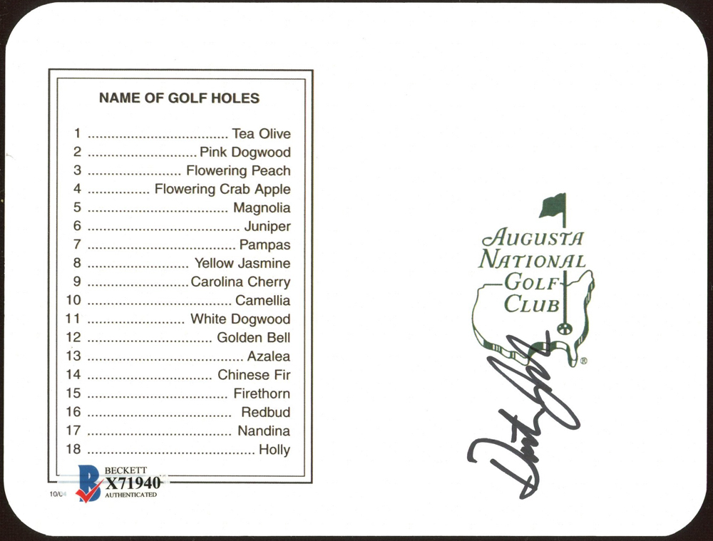 Dustin Johnson Signed Masters Augusta National Golf Club 5x6 Scorecard