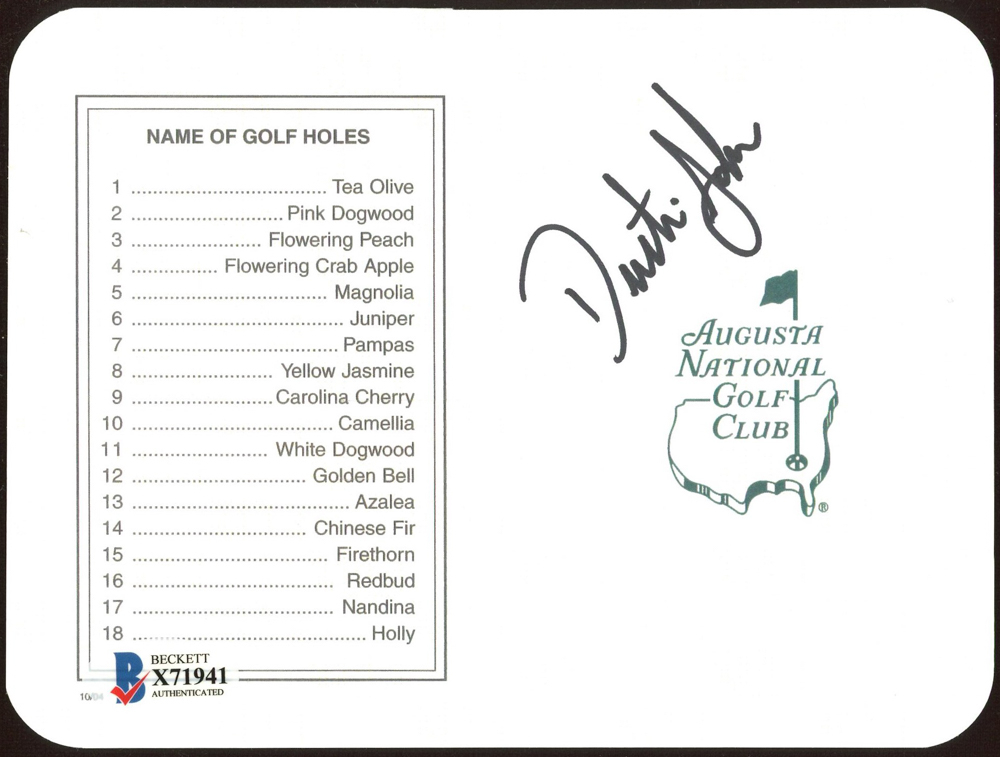Dustin Johnson Signed Masters Augusta National Golf Club 5x6 Scorecard