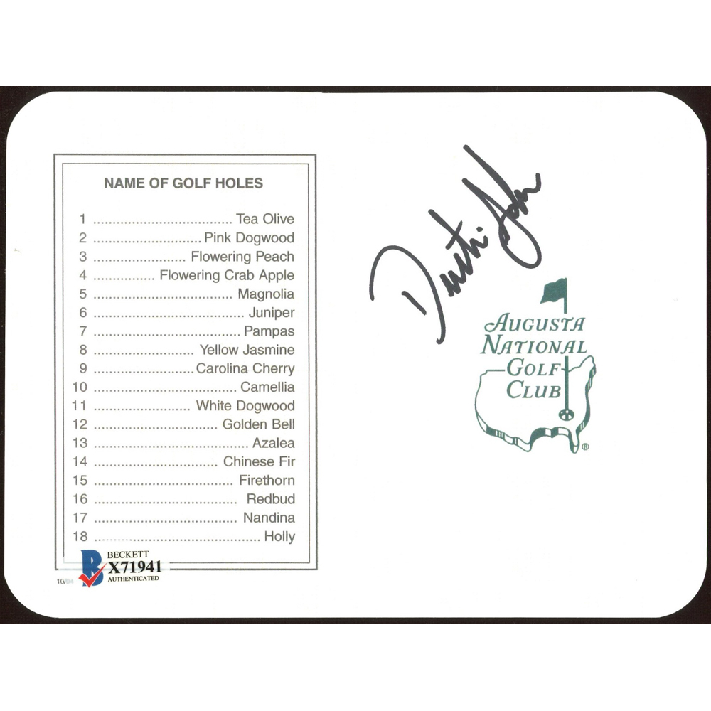 Dustin Johnson Signed Masters Augusta National Golf Club 5x6 Scorecard