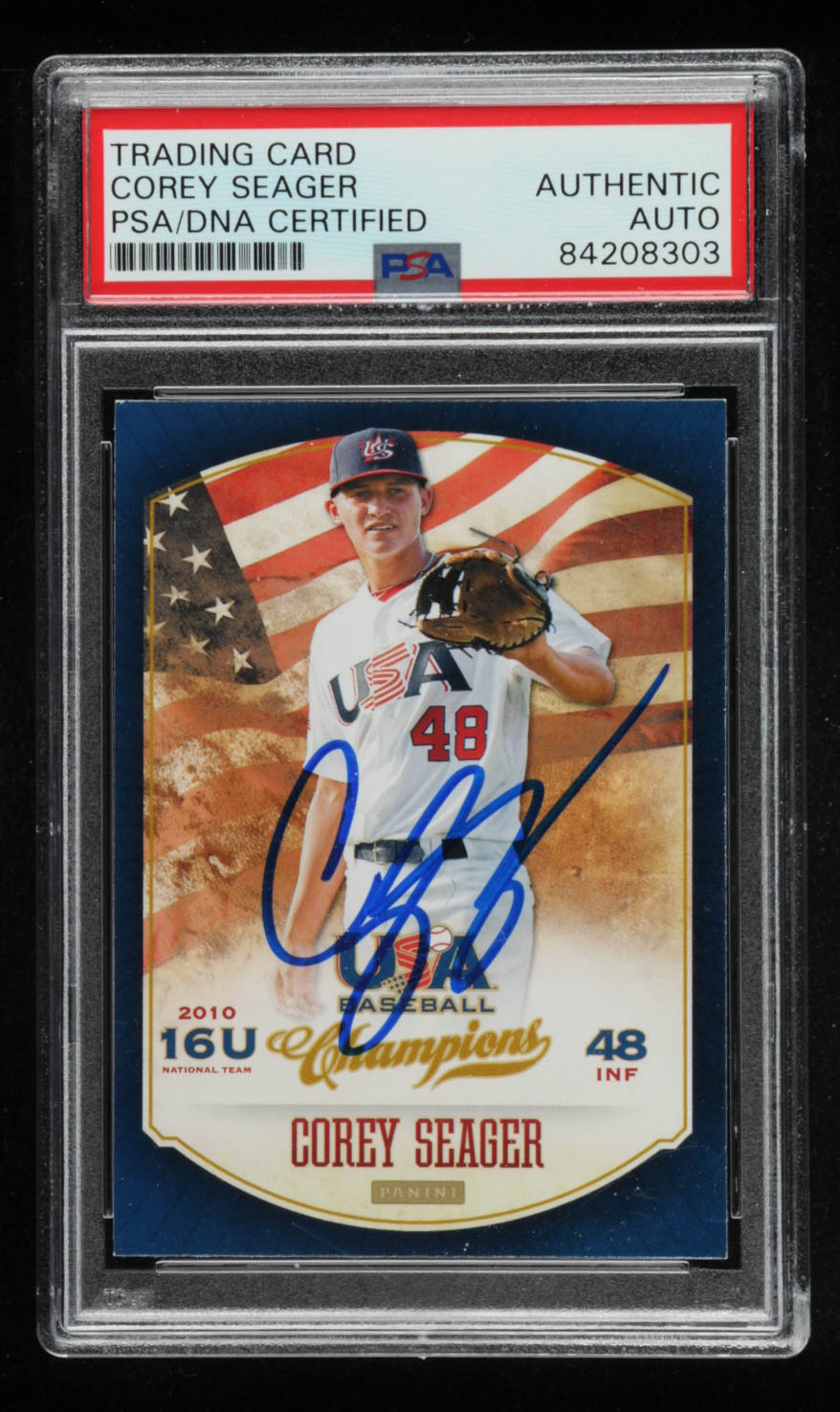 Corey Seager Signed 2013 USA Baseball Champions #93 (PSA Encapsulated) at PristineAuction.com Corey Seager Signed 2013 USA Baseball Champions #93 (PSA Encapsulated) at PristineAuction.com