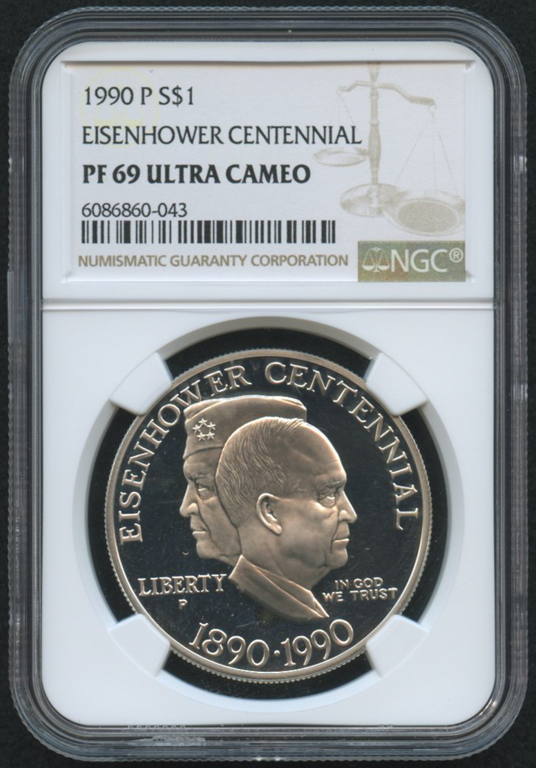 1990-P Eisenhower Centennial Silver Dollar (NGC PF69 Ultra Cameo) at PristineAuction.com 1990-P Eisenhower Centennial Silver Dollar (NGC PF69 Ultra Cameo) at PristineAuction.com