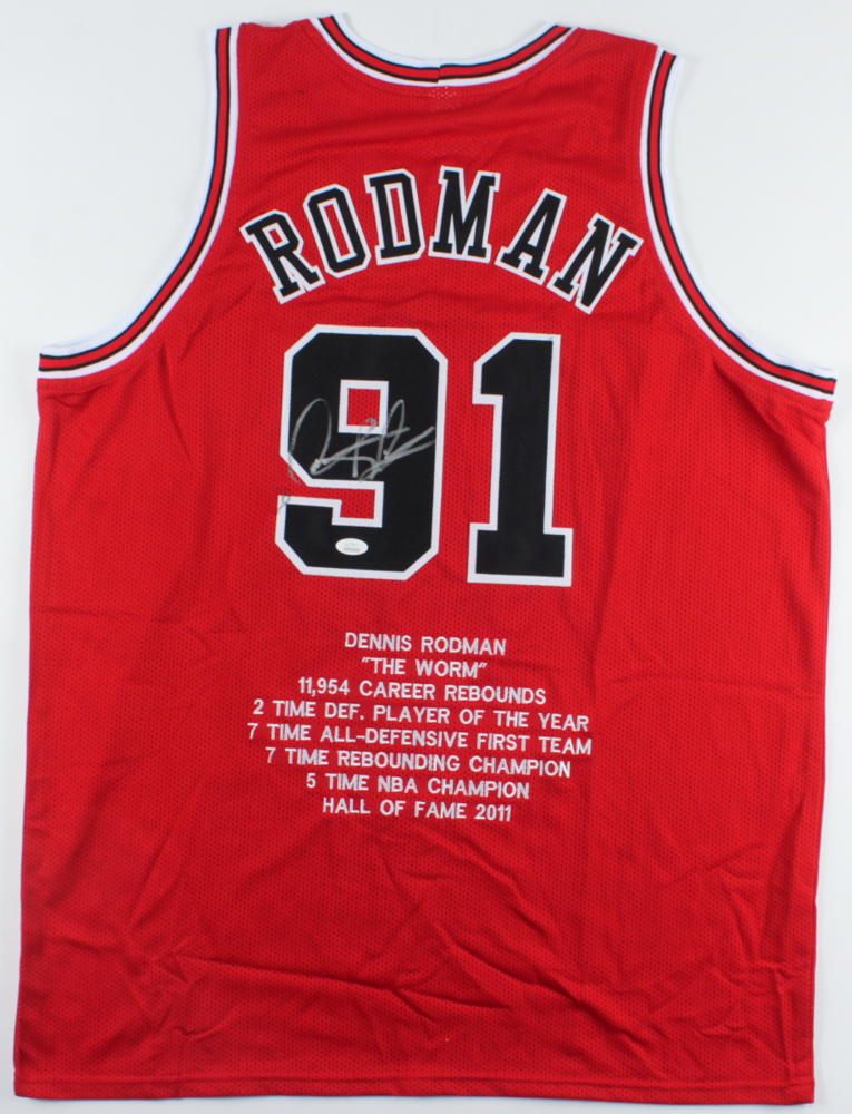 Dennis Rodman Signed Career Highlight Stat Jersey (JSA COA) at PristineAuction.com Dennis Rodman Signed Career Highlight Stat Jersey (JSA COA) at PristineAuction.com