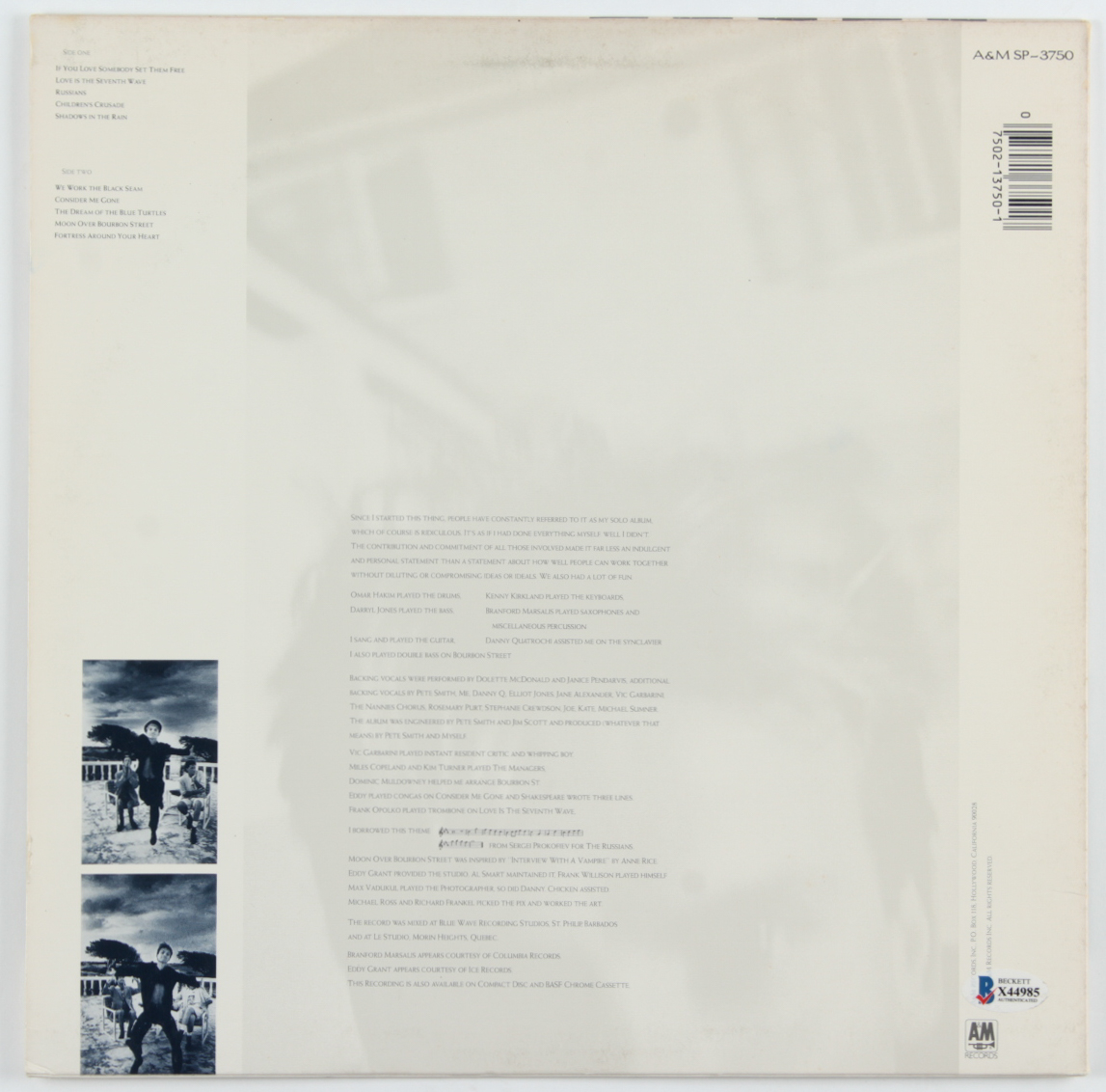 Sting Signed "The Dream of the Blue Turtles" Vinyl Record (Beckett Hologram) (See Description) at PristineAuction.com Sting Signed "The Dream of the Blue Turtles" Vinyl Record (Beckett Hologram) (See Description) at PristineAuction.com