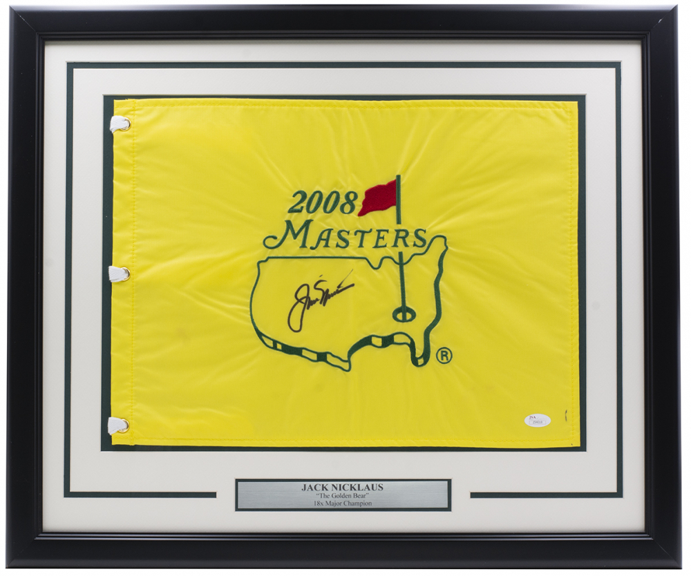 Jack Nicklaus Signed "2008 Masters" Custom Framed Golf Pin Flag (JSA