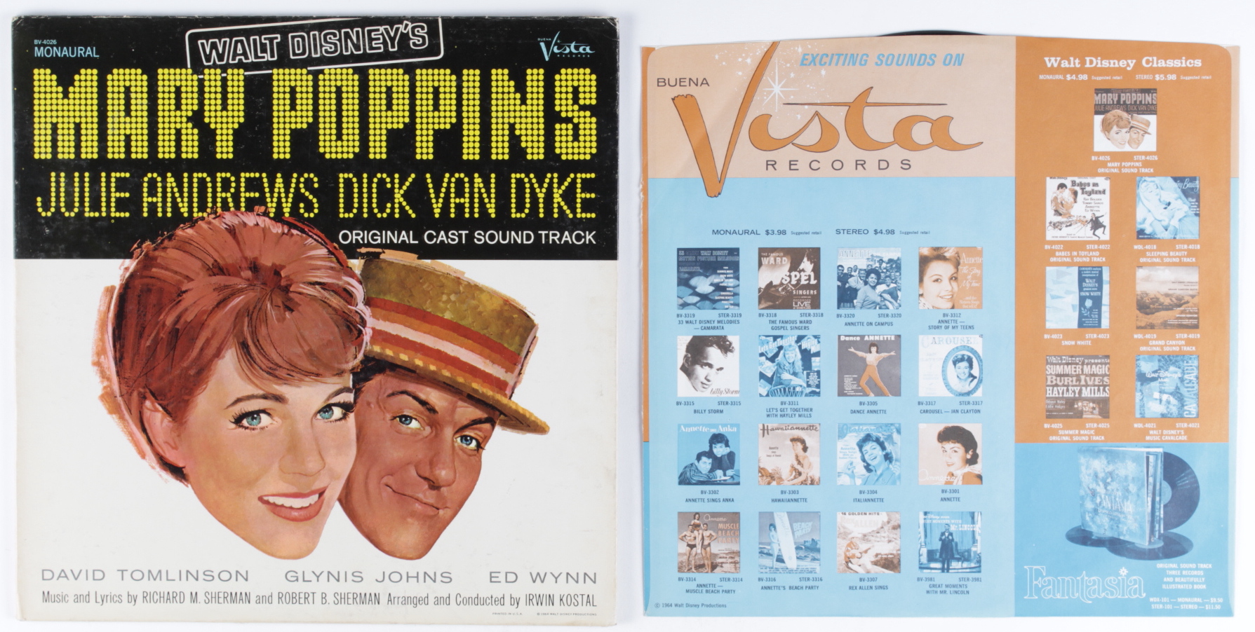 Original Vintage 1964 Walt Disney's "Mary Poppins" Vinyl Record LP at PristineAuction.com Original Vintage 1964 Walt Disney's "Mary Poppins" Vinyl Record LP at PristineAuction.com