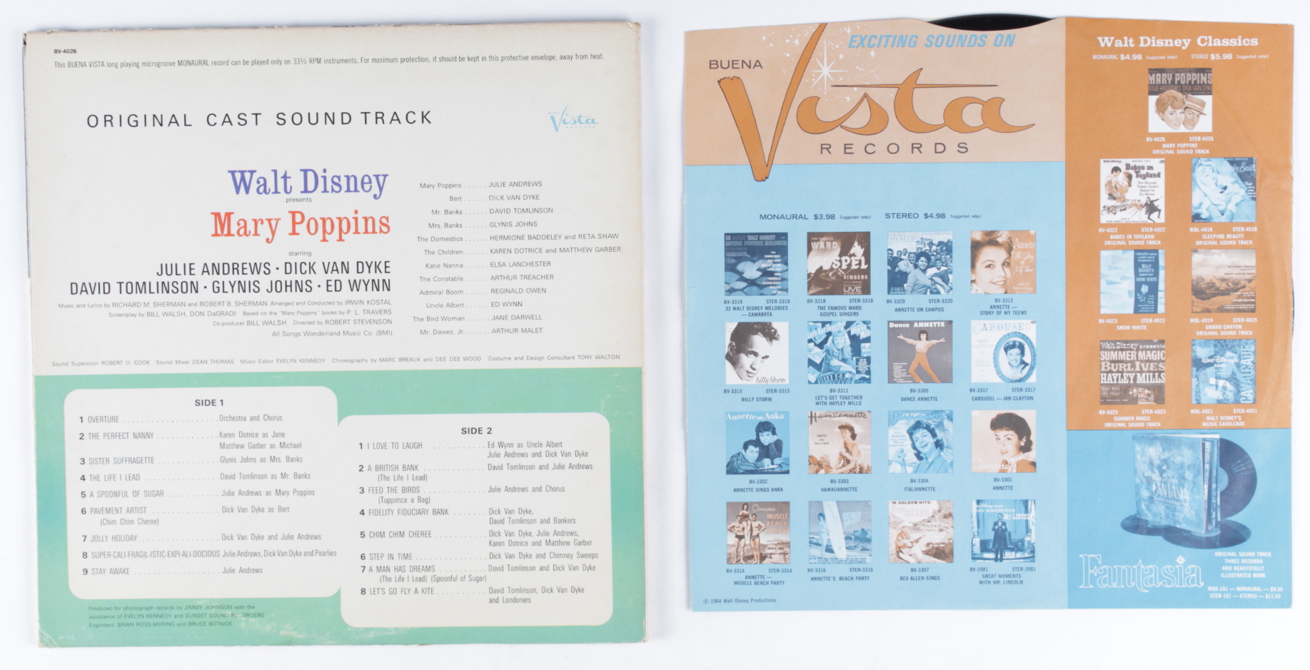 Original Vintage 1964 Walt Disney's "Mary Poppins" Vinyl Record LP at PristineAuction.com Original Vintage 1964 Walt Disney's "Mary Poppins" Vinyl Record LP at PristineAuction.com