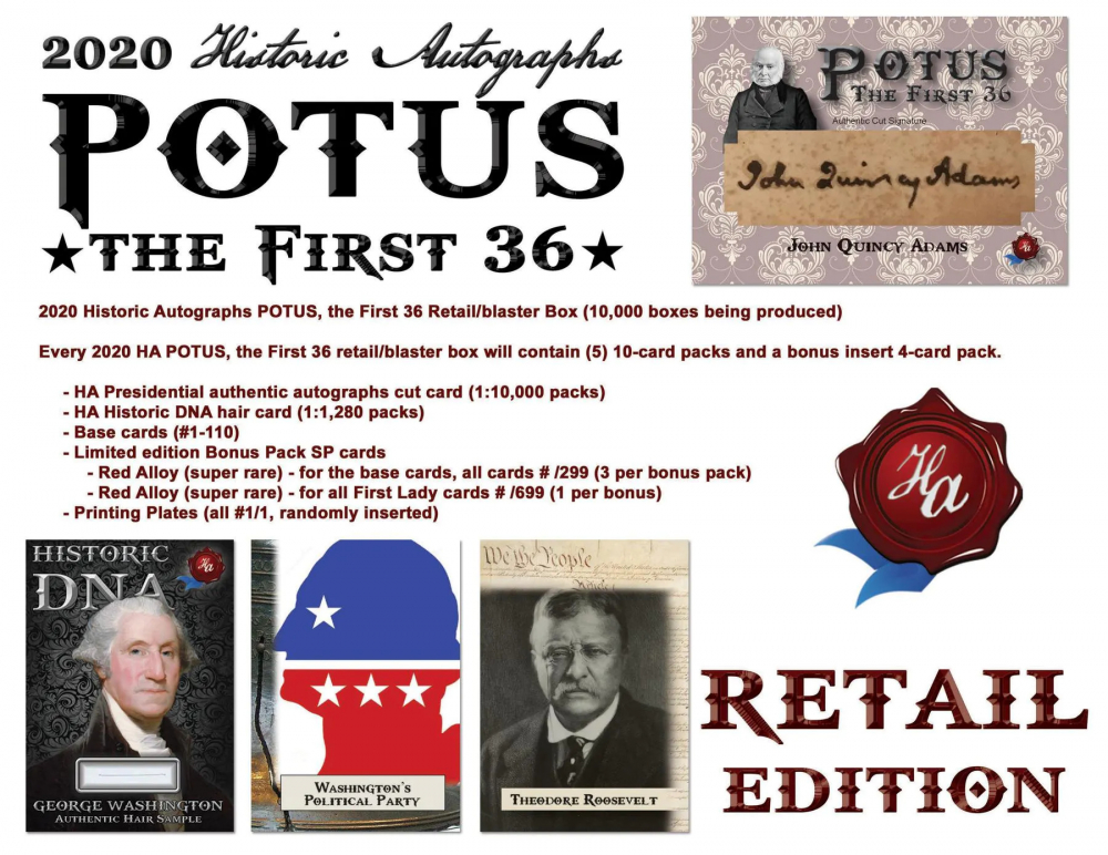 2020 Historic Autographs POTUS - The First 36 Blaster Box with (54) Cards at PristineAuction.com 2020 Historic Autographs POTUS - The First 36 Blaster Box with (54) Cards at PristineAuction.com