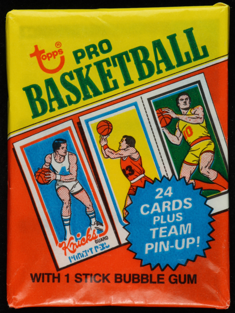 1980-81 Topps Basketball Unopened Wax Pack with (24) Cards Plus Team Pin-Up at PristineAuction.com 1980-81 Topps Basketball Unopened Wax Pack with (24) Cards Plus Team Pin-Up at PristineAuction.com