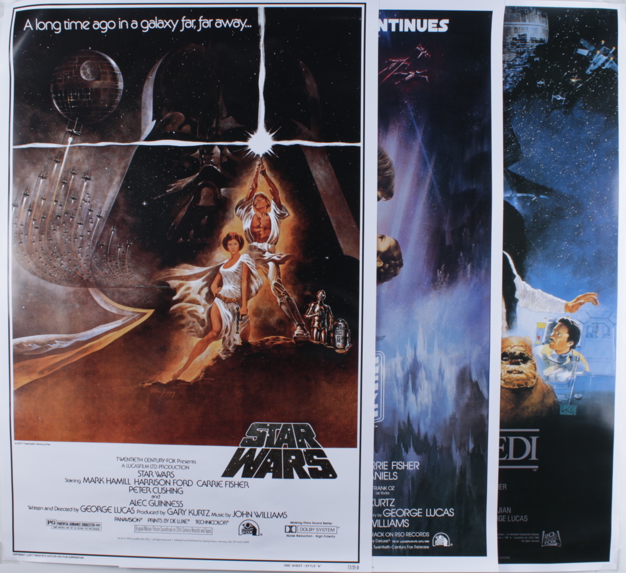 Lot of (3) Star Wars 24x32 Posters with "A New Hope," "Empire Strikes Back," & "Return of the Jedi" at PristineAuction.com Lot of (3) Star Wars 24x32 Posters with "A New Hope," "Empire Strikes Back," & "Return of the Jedi" at PristineAuction.com