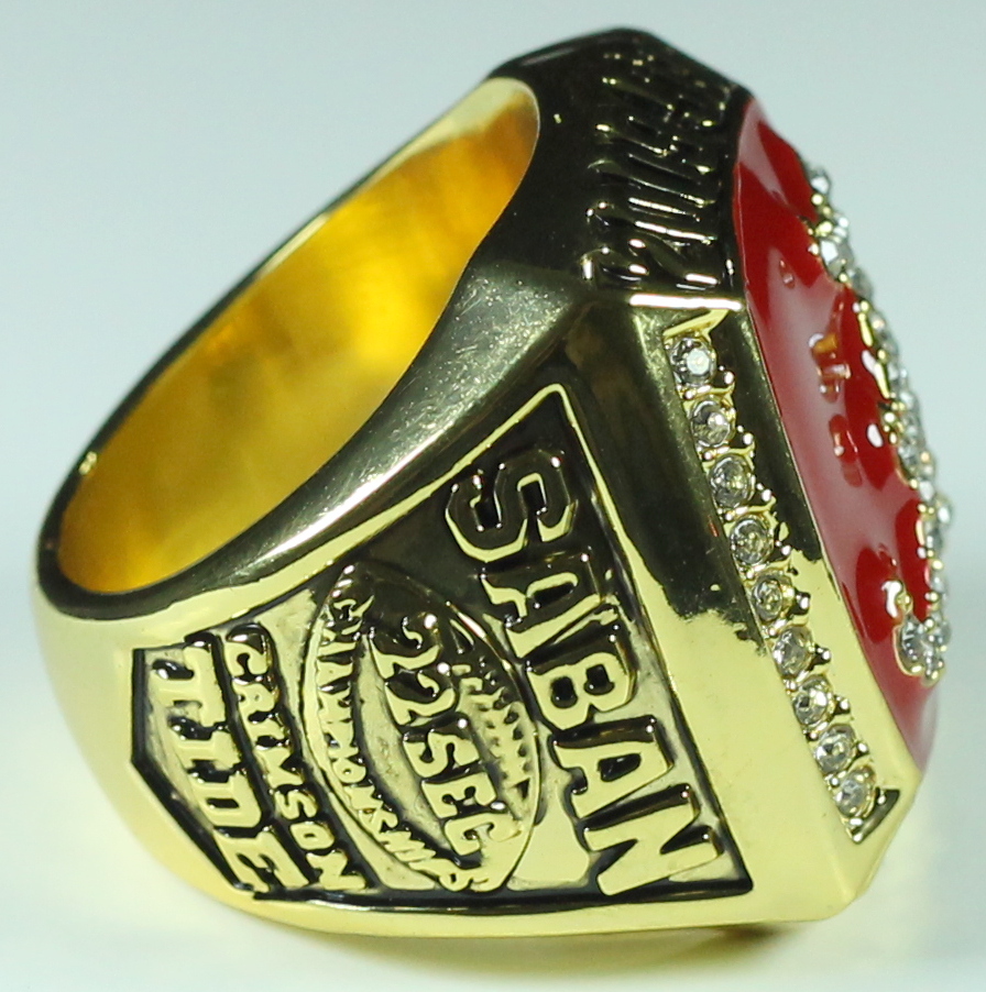Nick Saban Alabama High Quality Replica 2009 SEC Championship Ring with Cherry Wood Display Box at PristineAuction.com Nick Saban Alabama High Quality Replica 2009 SEC Championship Ring with Cherry Wood Display Box at PristineAuction.com