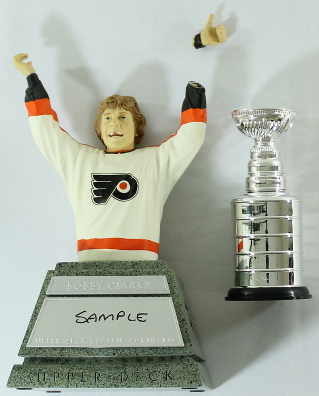 Bobby Clarke Flyers Upper Deck Classics "Portraits" Collectible NHL Statue Marked "Sample" at PristineAuction.com Bobby Clarke Flyers Upper Deck Classics "Portraits" Collectible NHL Statue Marked "Sample" at PristineAuction.com