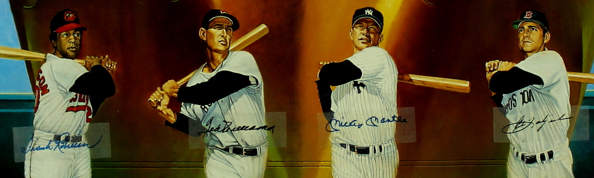 MLB Triple Crown Winners 20x25 Lithograph with Mickey Mantle, Ted Williams, Frank Robinson & Carl Yastrzemski at PristineAuction.com MLB Triple Crown Winners 20x25 Lithograph with Mickey Mantle, Ted Williams, Frank Robinson & Carl Yastrzemski at PristineAuction.com
