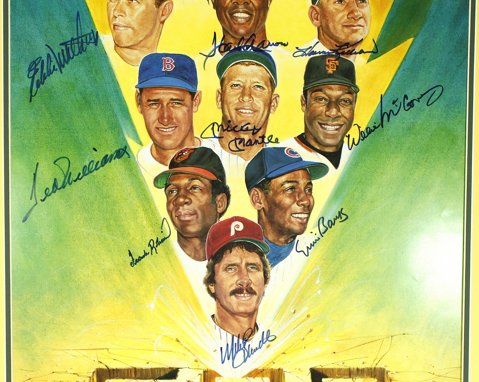 500 Home Run Club Ron Lewis 18x24 Lithograph Signed by (11) with Mickey Mantle, Ted Williams, Hank Aaron (PSA LOA) at PristineAuction.com 500 Home Run Club Ron Lewis 18x24 Lithograph Signed by (11) with Mickey Mantle, Ted Williams, Hank Aaron (PSA LOA) at PristineAuction.com