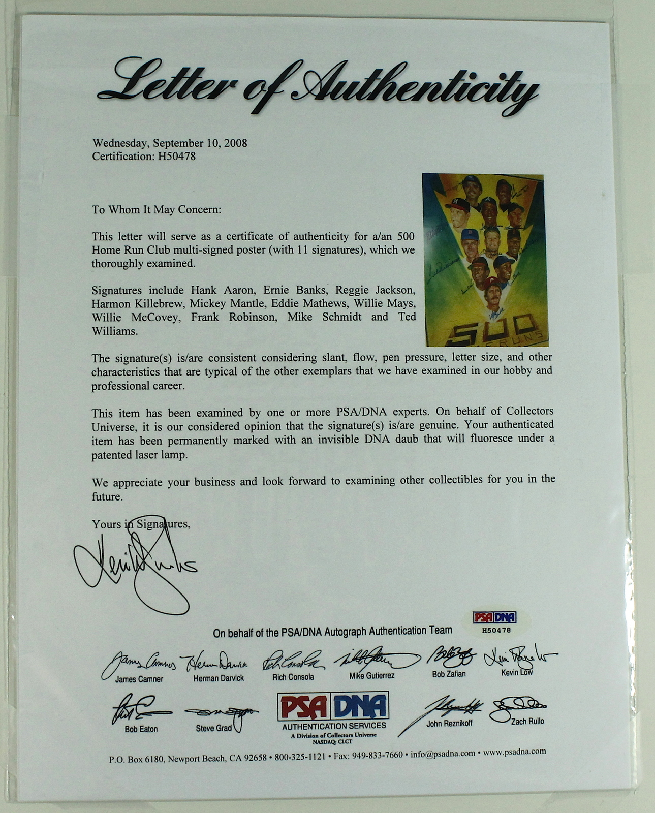 500 Home Run Club Ron Lewis 18x24 Lithograph Signed by (11) with Mickey Mantle, Ted Williams, Hank Aaron (PSA LOA) at PristineAuction.com 500 Home Run Club Ron Lewis 18x24 Lithograph Signed by (11) with Mickey Mantle, Ted Williams, Hank Aaron (PSA LOA) at PristineAuction.com