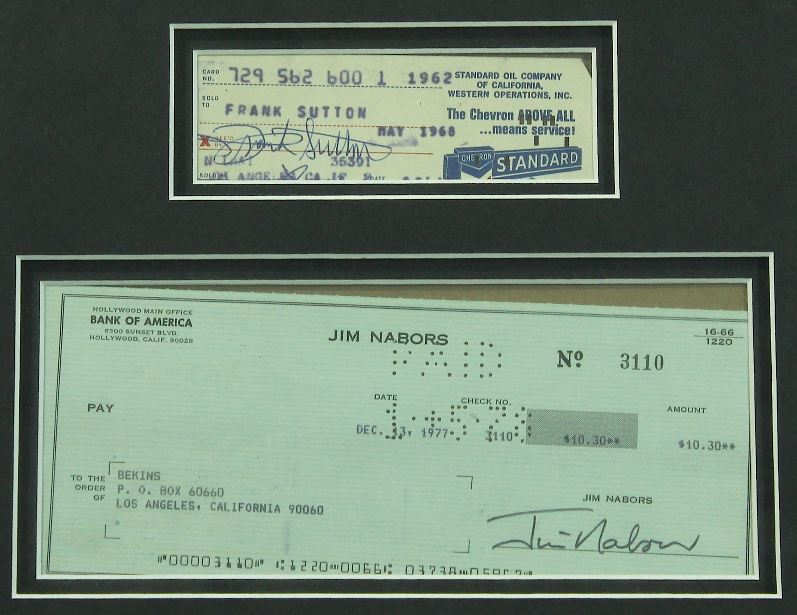 Frank Sutton & Jim Nabors Signed "The Andy Griffith Show" 12x20 Custom Framed Display (JSA COA) at PristineAuction.com Frank Sutton & Jim Nabors Signed "The Andy Griffith Show" 12x20 Custom Framed Display (JSA COA) at PristineAuction.com