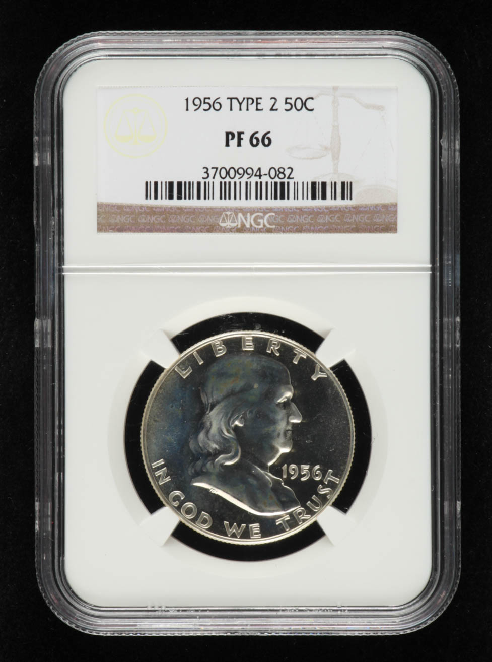 1956 Franklin Silver Half Dollar, Type 2 (NGC PF66) at PristineAuction.com 1956 Franklin Silver Half Dollar, Type 2 (NGC PF66) at PristineAuction.com