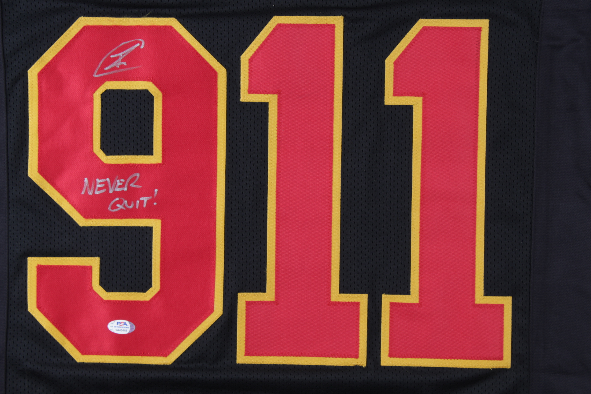 Robert O'Neill Signed "The Operator" 9/11 Tribute Jersey Inscribed "Never Quit" (PSA COA) at PristineAuction.com Robert O'Neill Signed "The Operator" 9/11 Tribute Jersey Inscribed "Never Quit" (PSA COA) at PristineAuction.com