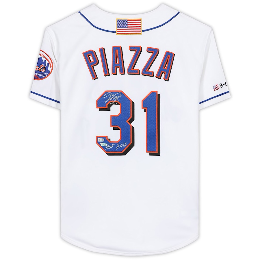 Mike Piazza Signed Mets Mitchell & Ness Jersey Inscribed "HOF 2016" (Fanatics) at PristineAuction.com Mike Piazza Signed Mets Mitchell & Ness Jersey Inscribed "HOF 2016" (Fanatics) at PristineAuction.com