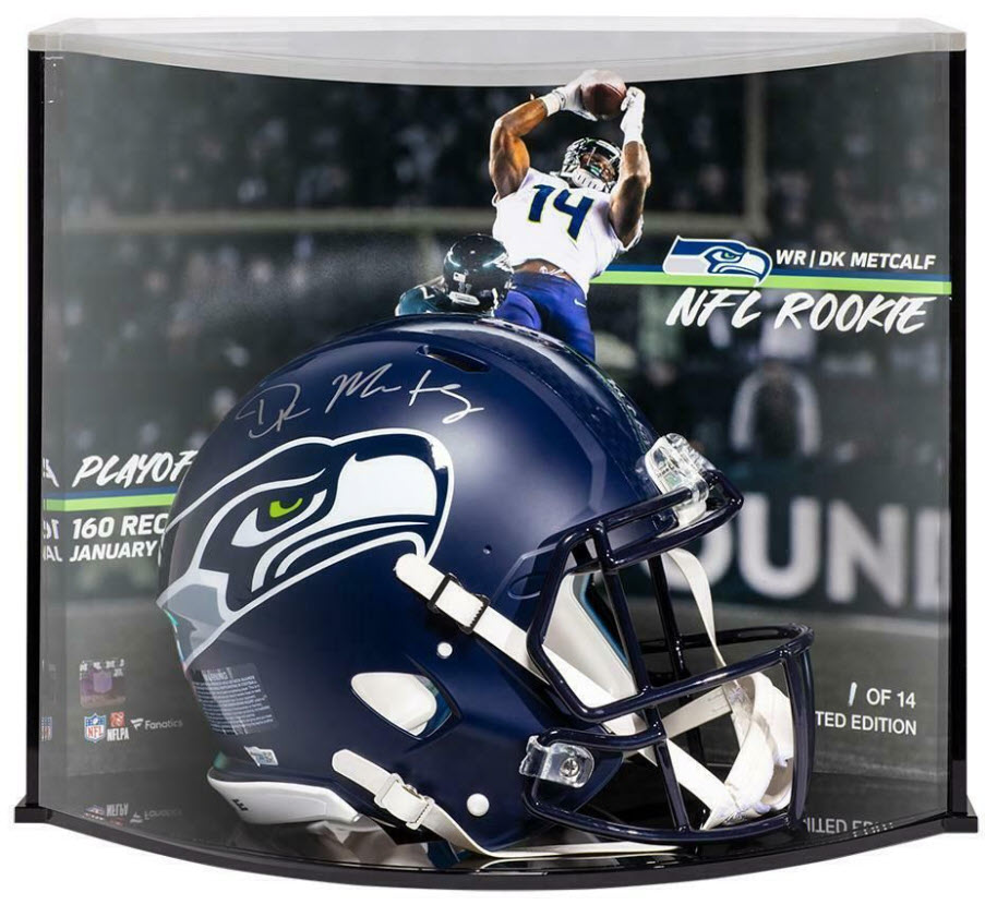 DK Metcalf Signed Seahawks Full-Size Authentic On-Field Speed Helmet with LE Custom Curve Display (Fanatics Hologram) at PristineAuction.com DK Metcalf Signed Seahawks Full-Size Authentic On-Field Speed Helmet with LE Custom Curve Display (Fanatics Hologram) at PristineAuction.com