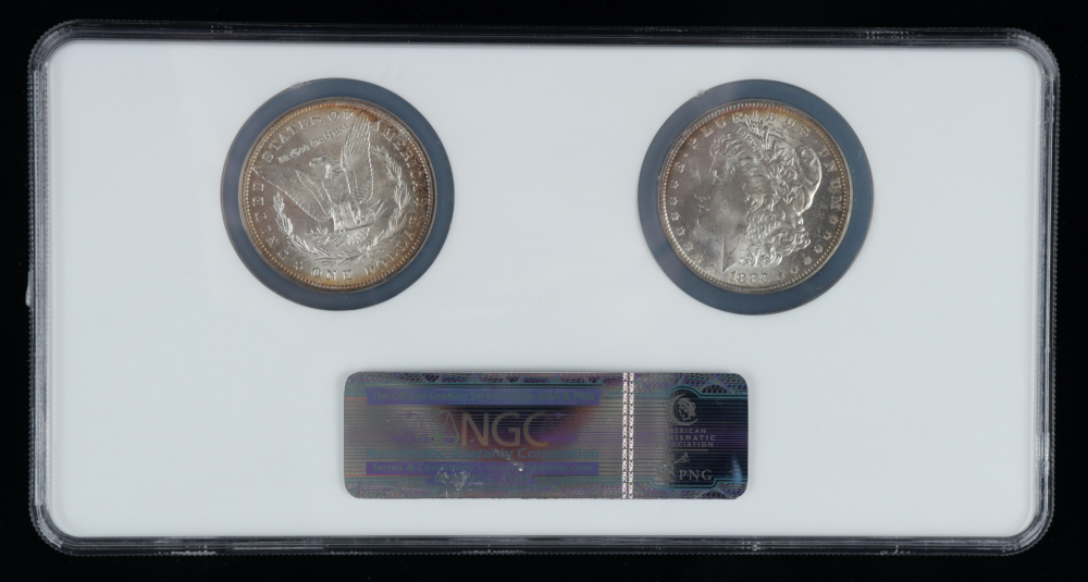 1883O Silver Dollar Two Coin Holder (NGC MS64) (Toned) Pristine Auction