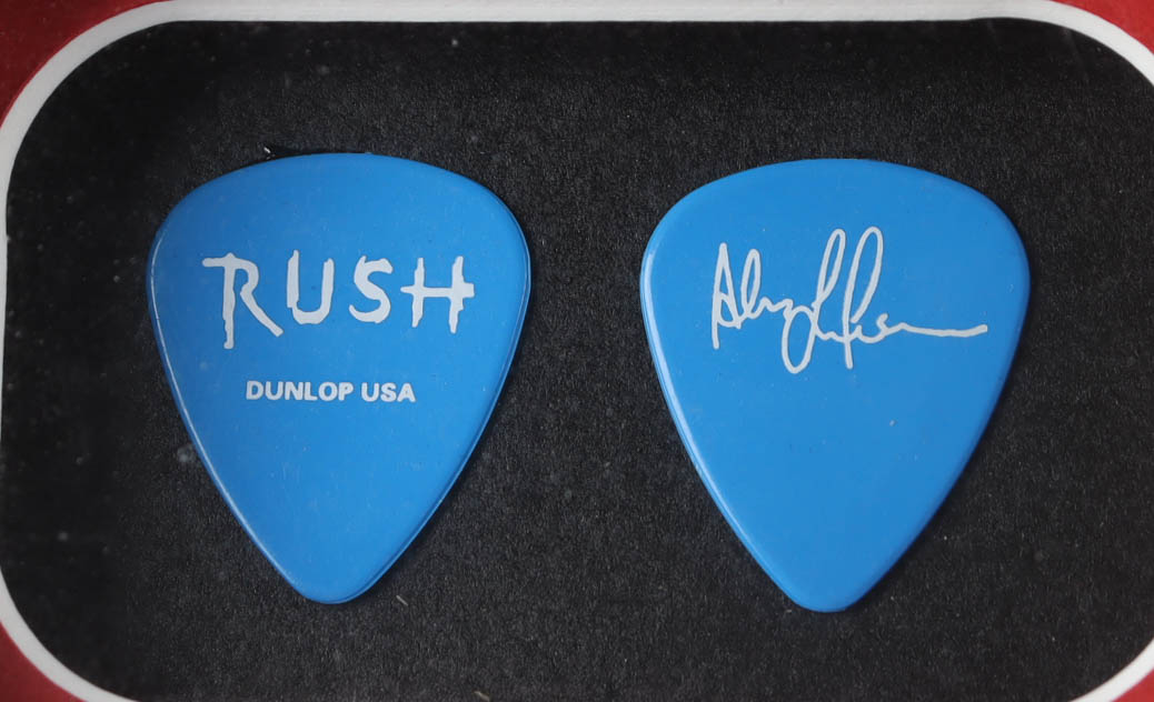 Alex Lifeson, Neil Peart, & Geddy Lee Signed "Rush" 36x38 Custom Framed Display (PSA LOA) (See Description) at PristineAuction.com Alex Lifeson, Neil Peart, & Geddy Lee Signed "Rush" 36x38 Custom Framed Display (PSA LOA) (See Description) at PristineAuction.com