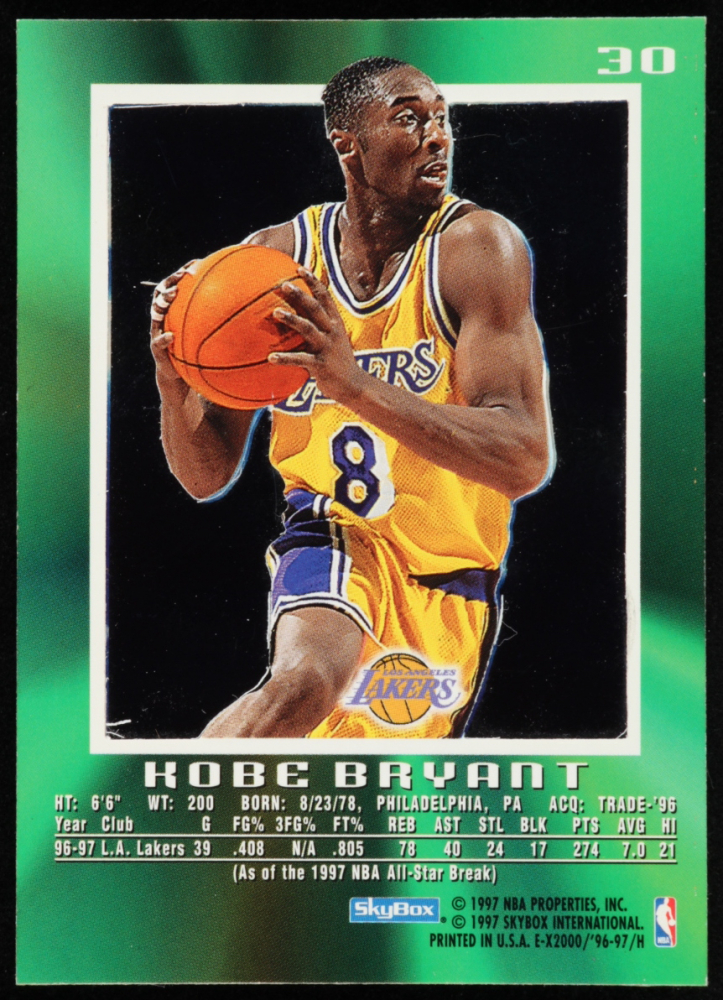 Kobe Bryant 1996-97 E-X2000 #30 RC | Pristine Auction