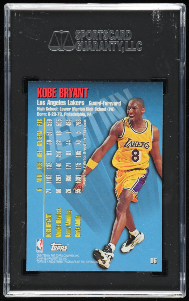 Kobe Bryant 1997-98 Topps Chrome Destiny #D5 (SGC 9) at PristineAuction.com Kobe Bryant 1997-98 Topps Chrome Destiny #D5 (SGC 9) at PristineAuction.com
