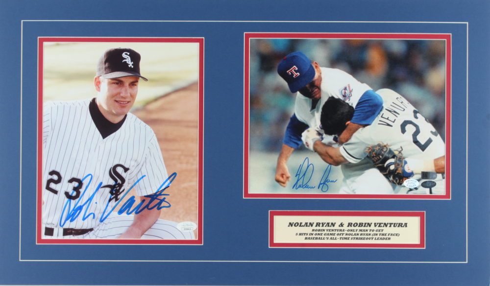 Nolan Ryan Robin Ventura Signed 14x24 Photo Display JSA COA AIV 