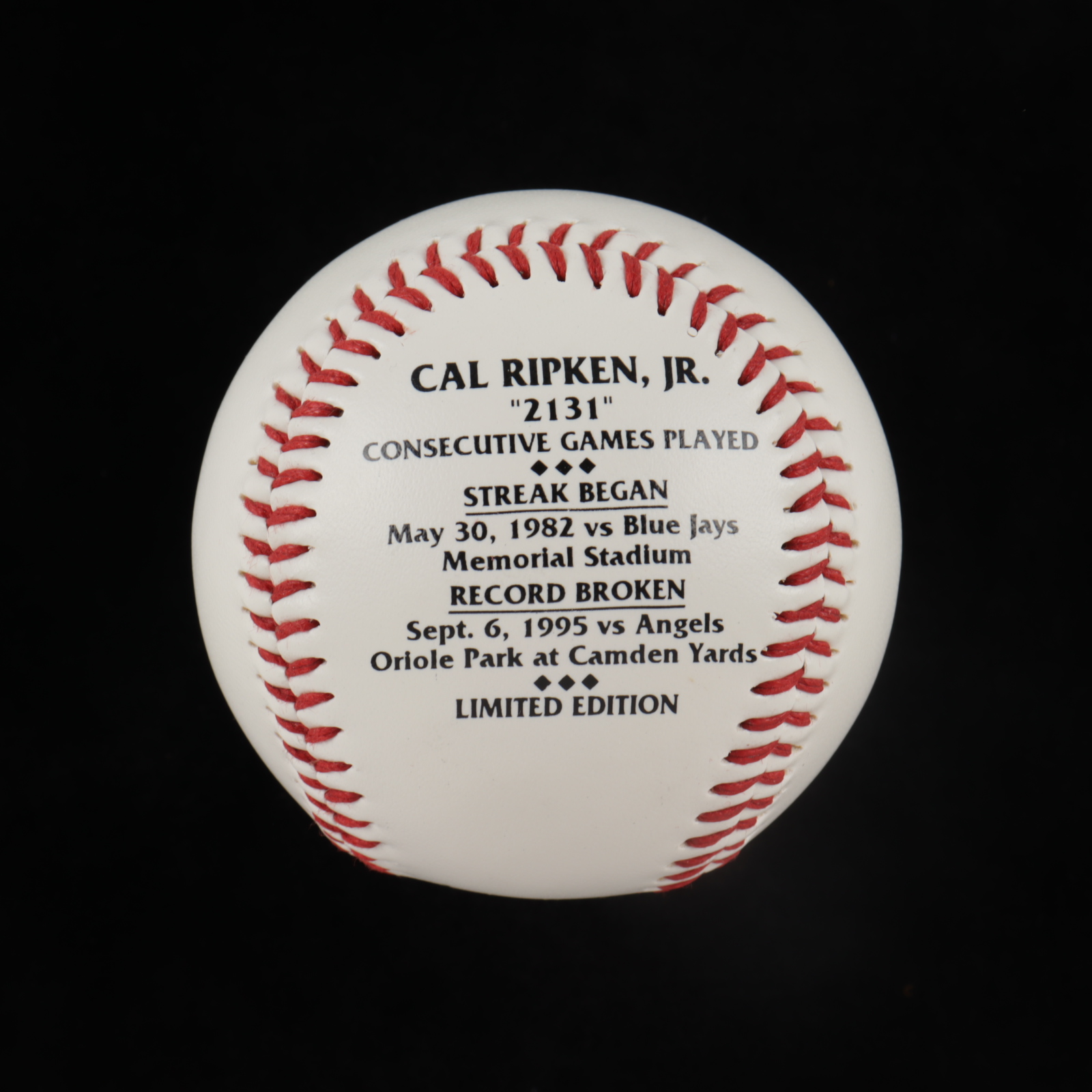 1995 Cal Ripken Jr. LE "2131" Logo Baseball with Display Case at PristineAuction.com 1995 Cal Ripken Jr. LE "2131" Logo Baseball with Display Case at PristineAuction.com