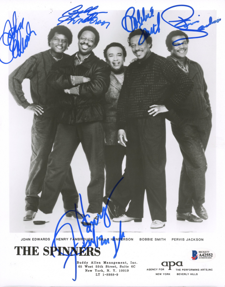 The Spinners 8x10 Photo BandSigned by (5) with James Edwards, Billy