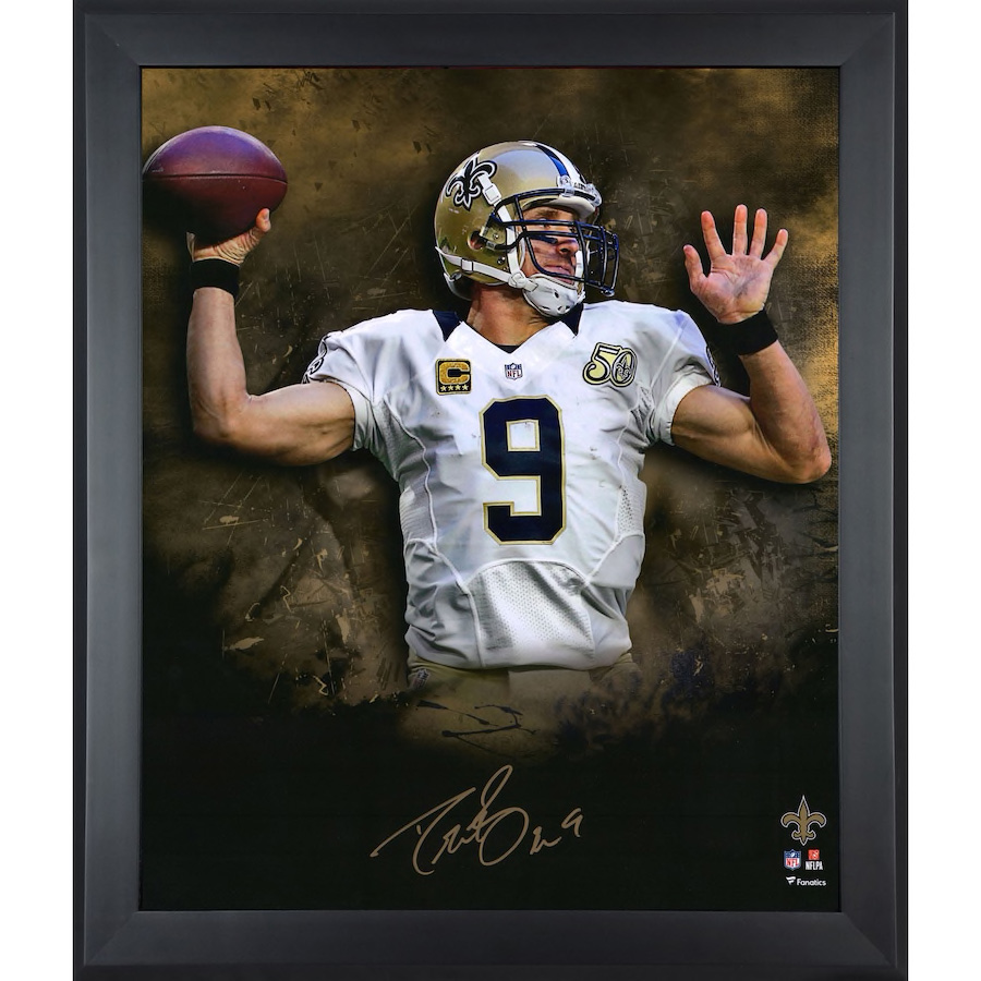 Drew Brees Signed Saints 23.5x27.5 Custom Framed Photo Display (Fanatics) at PristineAuction.com Drew Brees Signed Saints 23.5x27.5 Custom Framed Photo Display (Fanatics) at PristineAuction.com