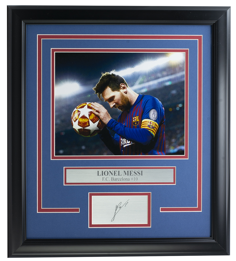 Lionel Messi Barcelona 14x18 Custom Framed Photo Display at PristineAuction.com Lionel Messi Barcelona 14x18 Custom Framed Photo Display at PristineAuction.com