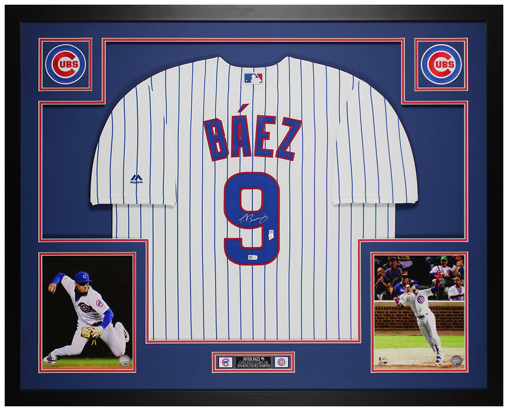 Javier Baez Signed 35x43 Custom Framed Jersey Display (MLB Hologram & Fanatics Hologram) at PristineAuction.com Javier Baez Signed 35x43 Custom Framed Jersey Display (MLB Hologram & Fanatics Hologram) at PristineAuction.com