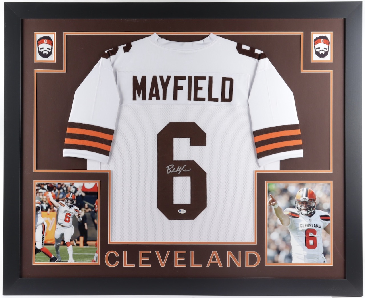 Baker Mayfield Signed 35x43 Custom Framed Jersey (Beckett COA) at PristineAuction.com Baker Mayfield Signed 35x43 Custom Framed Jersey (Beckett COA) at PristineAuction.com
