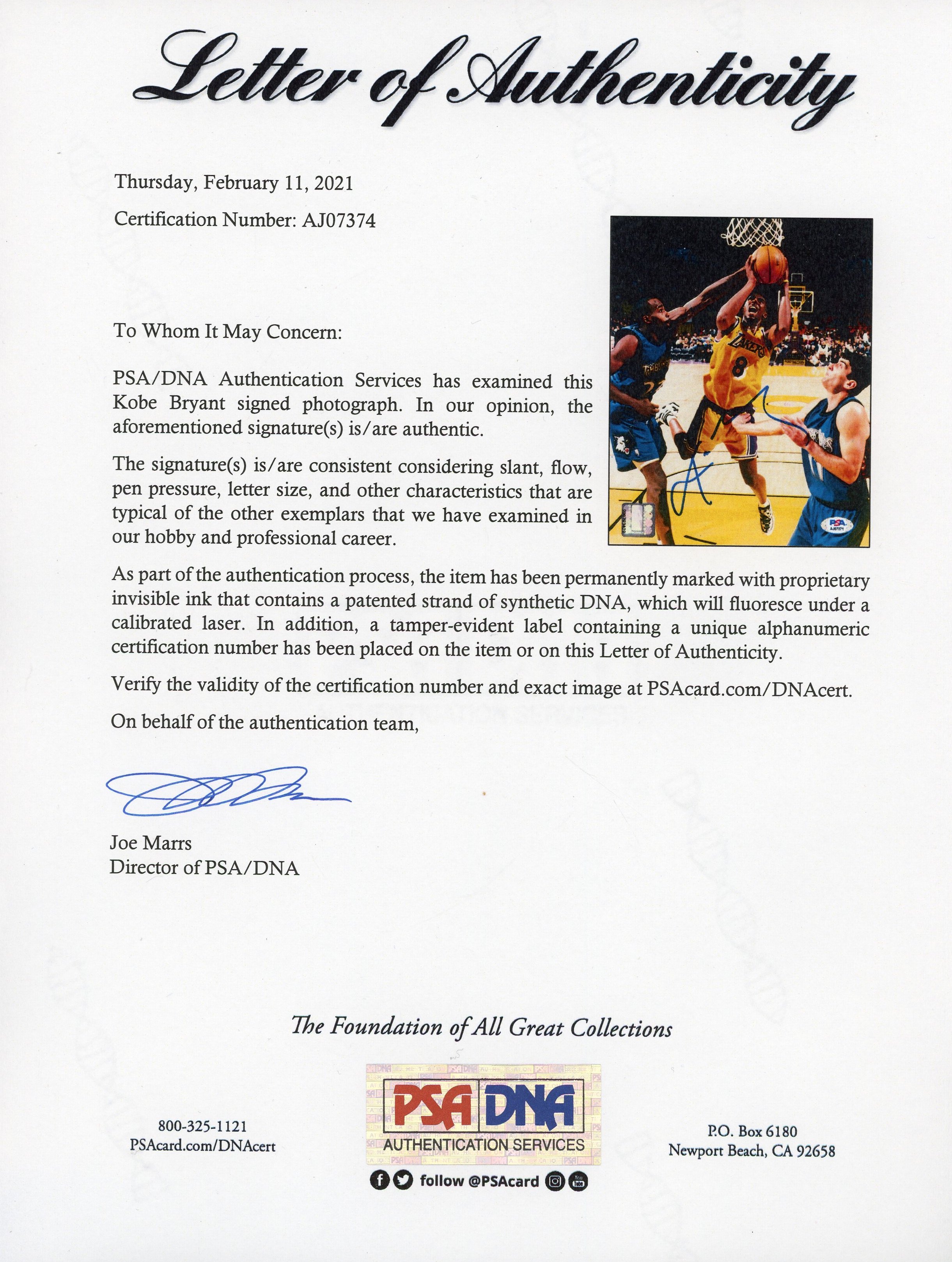 Kobe Bryant Signed Lakers 8x10 Photo (PSA LOA) at PristineAuction.com Kobe Bryant Signed Lakers 8x10 Photo (PSA LOA) at PristineAuction.com