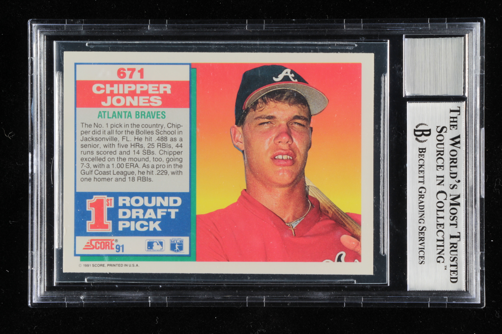 Chipper Jones Signed 1991 Score #671 RC (BGS Encapsulated) at PristineAuction.com Chipper Jones Signed 1991 Score #671 RC (BGS Encapsulated) at PristineAuction.com