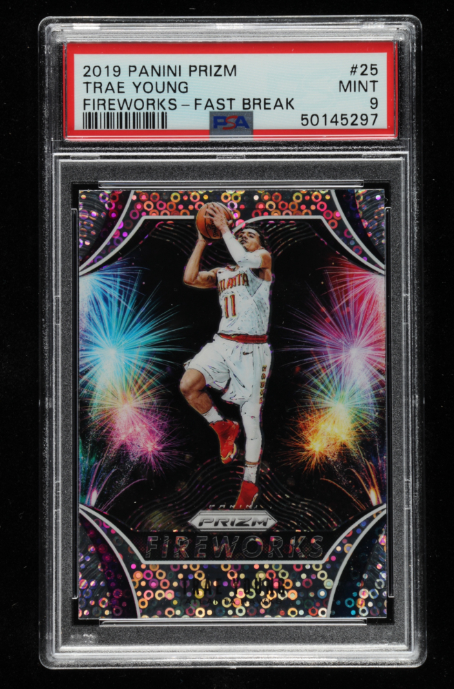 Trae Young 2019-20 Panini Prizm Fireworks #25 (PSA 9)