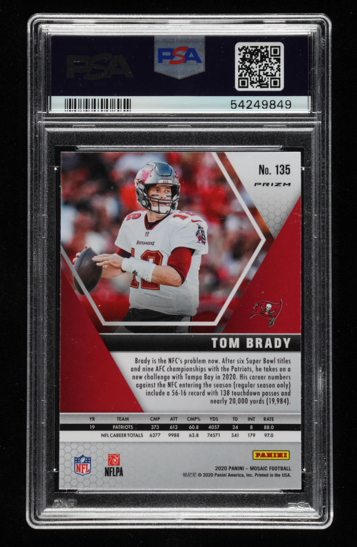 Tom Brady 2020 Panini Mosaic Silver #135 (PSA 9) at PristineAuction.com Tom Brady 2020 Panini Mosaic Silver #135 (PSA 9) at PristineAuction.com