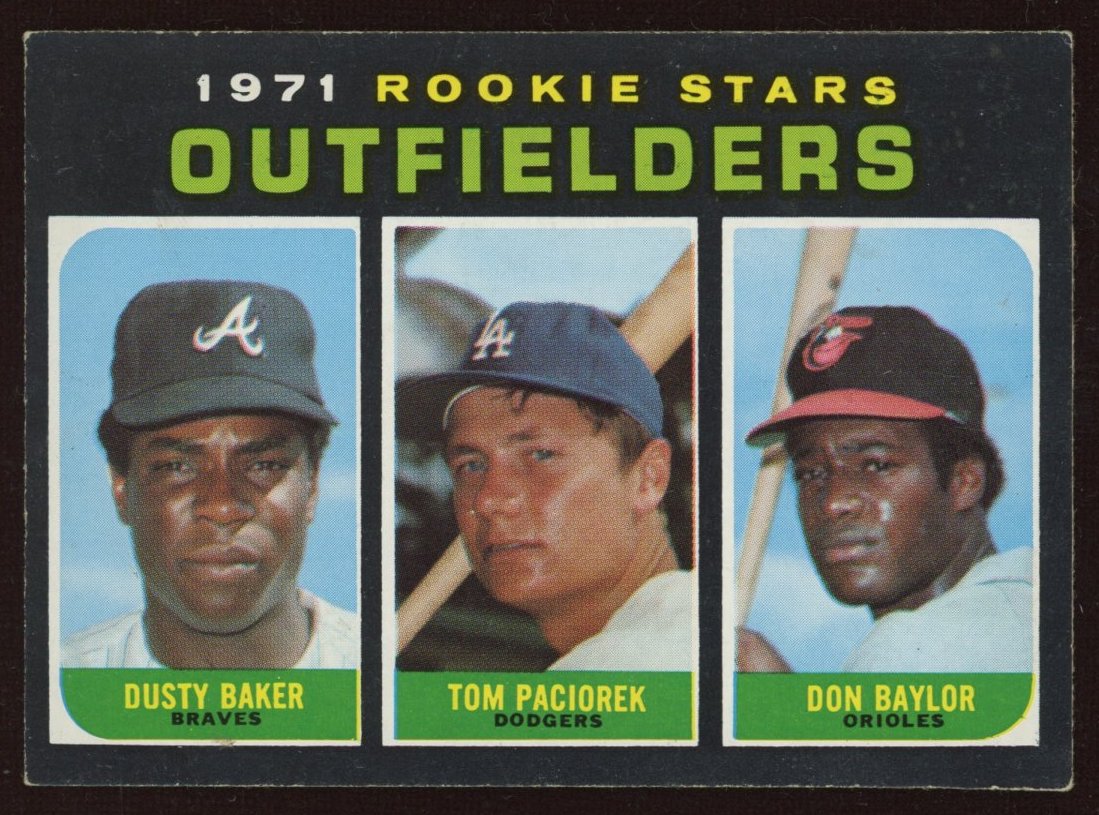 Dusty Baker RC / Don Baylor RC / Tom Paciorek RC 1971 Topps #709 Rookie Stars SP at PristineAuction.com Dusty Baker RC / Don Baylor RC / Tom Paciorek RC 1971 Topps #709 Rookie Stars SP at PristineAuction.com