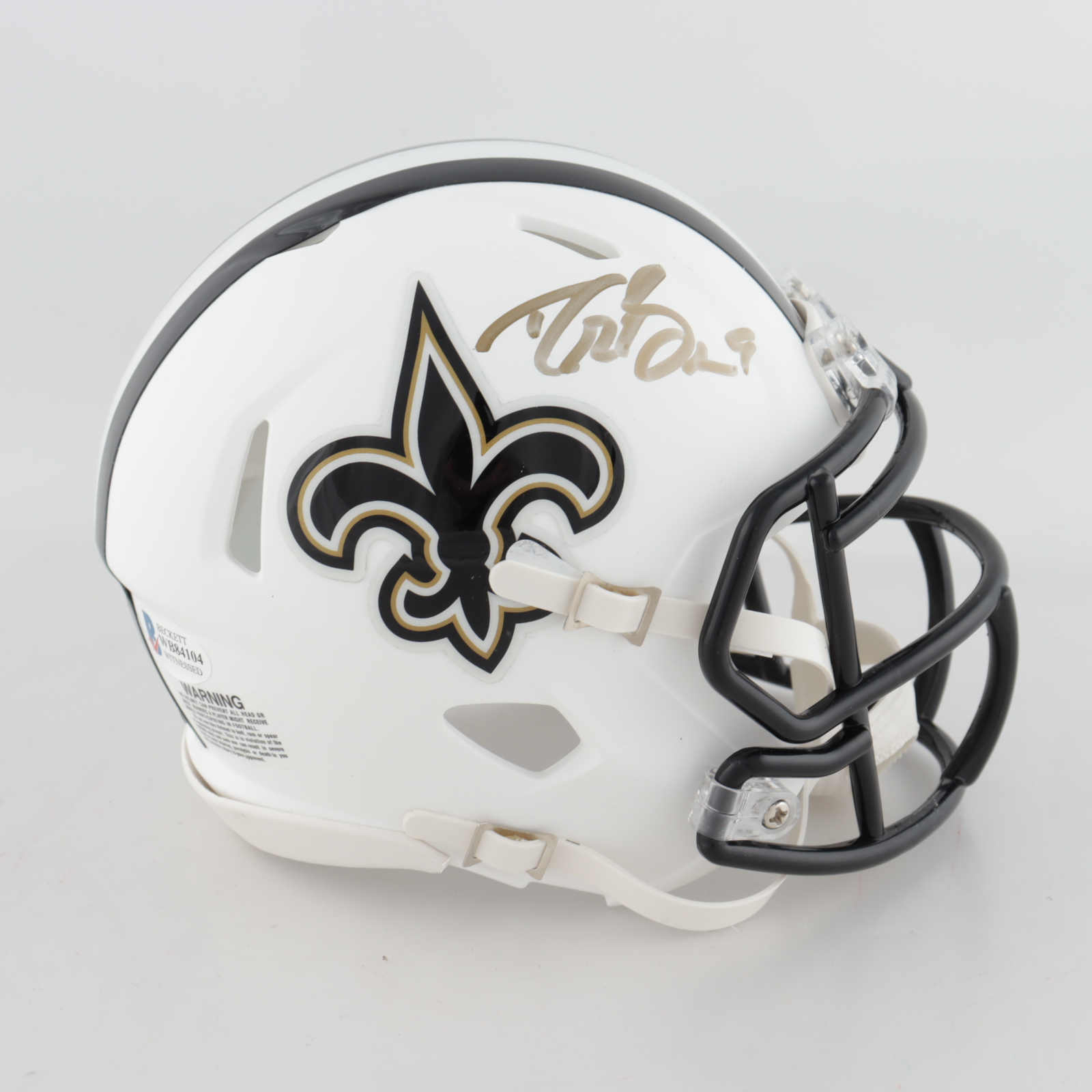 Drew Brees Signed Saints Matte White Speed Mini Helmet (Beckett COA & Brees Hologram) at PristineAuction.com Drew Brees Signed Saints Matte White Speed Mini Helmet (Beckett COA & Brees Hologram) at PristineAuction.com