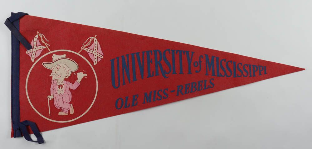 Vintage Ole Miss Rebels Pennant (See Description) at PristineAuction.com Vintage Ole Miss Rebels Pennant (See Description) at PristineAuction.com