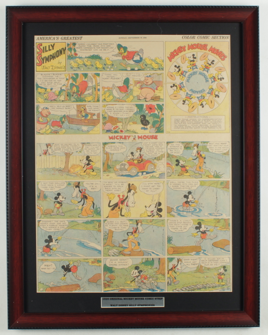 Vintage Disney's "Walt Disney's Mickey Mouse & Silly Symphony Cartoons" 18.5x23.5 Custom Framed Comic Strip Display at PristineAuction.com Vintage Disney's "Walt Disney's Mickey Mouse & Silly Symphony Cartoons" 18.5x23.5 Custom Framed Comic Strip Display at PristineAuction.com
