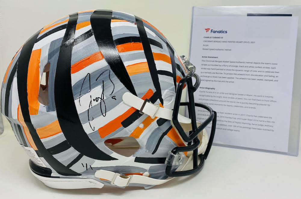 Joe Burrow Signed Bengals LE Full-Size Authentic On-Field Speed Helmet Hand-Painted Art by Charlie Turano III (Fanatics Hologram) at PristineAuction.com Joe Burrow Signed Bengals LE Full-Size Authentic On-Field Speed Helmet Hand-Painted Art by Charlie Turano III (Fanatics Hologram) at PristineAuction.com