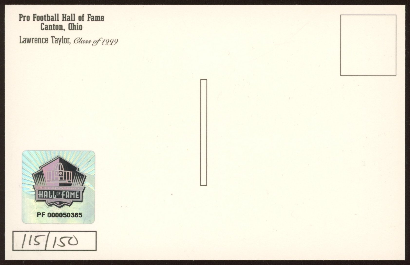 Lawrence Taylor Signed LE Bronze Bust Football Hall of Fame Postcard (Pro Football Hall of Fame COA) at PristineAuction.com Lawrence Taylor Signed LE Bronze Bust Football Hall of Fame Postcard (Pro Football Hall of Fame COA) at PristineAuction.com