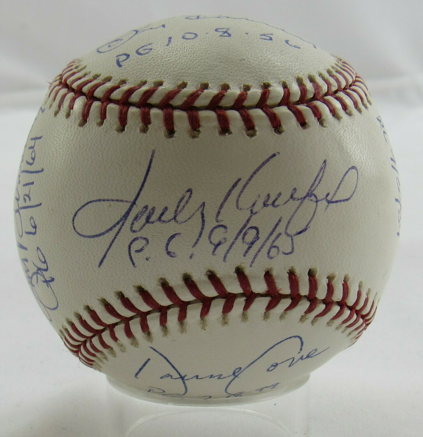 MLB Perfect Games OML Baseball Signed by (11) with Sandy Koufax, David Cone, Randy Johnson, Kenny Rogers, Don Larsen (JSA LOA) at PristineAuction.com MLB Perfect Games OML Baseball Signed by (11) with Sandy Koufax, David Cone, Randy Johnson, Kenny Rogers, Don Larsen (JSA LOA) at PristineAuction.com
