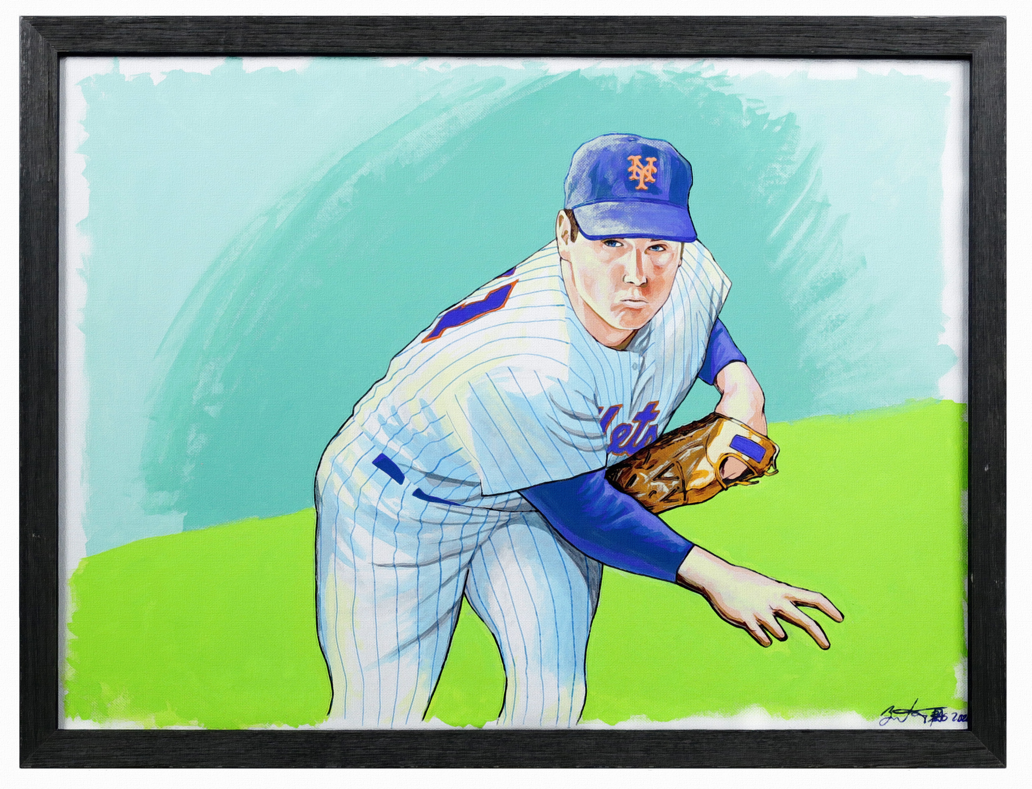 Brian Kong Signed 20x24 Custom Framed Tom Seaver Original Artwork on Canvas at PristineAuction.com Brian Kong Signed 20x24 Custom Framed Tom Seaver Original Artwork on Canvas at PristineAuction.com