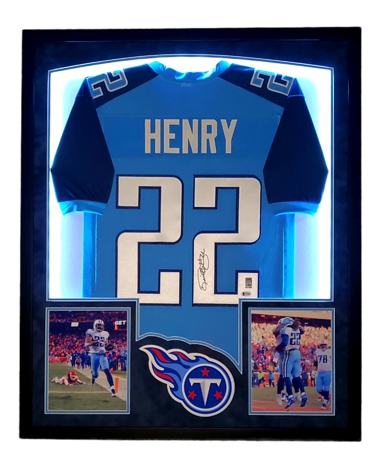 Derrick Henry Signed 32x41 Custom Framed Jersey Display with LED Lights (Beckett Hologram & Henry Hologram) at PristineAuction.com Derrick Henry Signed 32x41 Custom Framed Jersey Display with LED Lights (Beckett Hologram & Henry Hologram) at PristineAuction.com