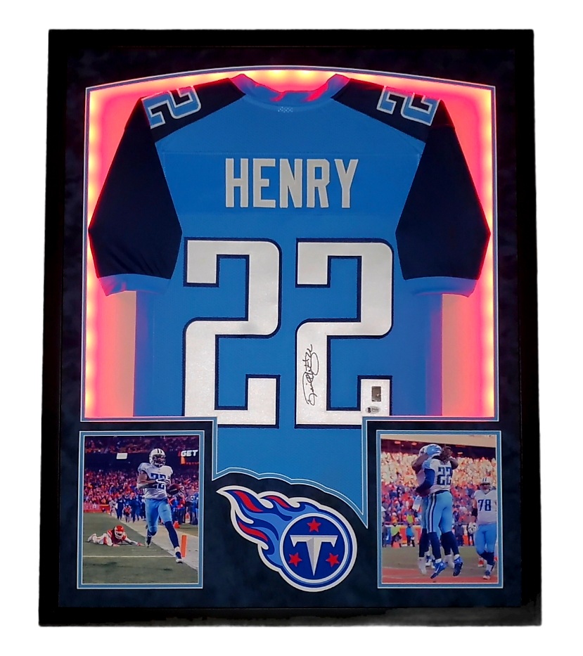 Derrick Henry Signed 32x41 Custom Framed Jersey Display with LED Lights (Beckett Hologram & Henry Hologram) at PristineAuction.com Derrick Henry Signed 32x41 Custom Framed Jersey Display with LED Lights (Beckett Hologram & Henry Hologram) at PristineAuction.com