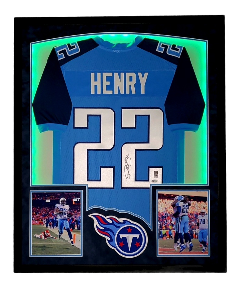Derrick Henry Signed 32x41 Custom Framed Jersey Display with LED Lights (Beckett Hologram & Henry Hologram) at PristineAuction.com Derrick Henry Signed 32x41 Custom Framed Jersey Display with LED Lights (Beckett Hologram & Henry Hologram) at PristineAuction.com